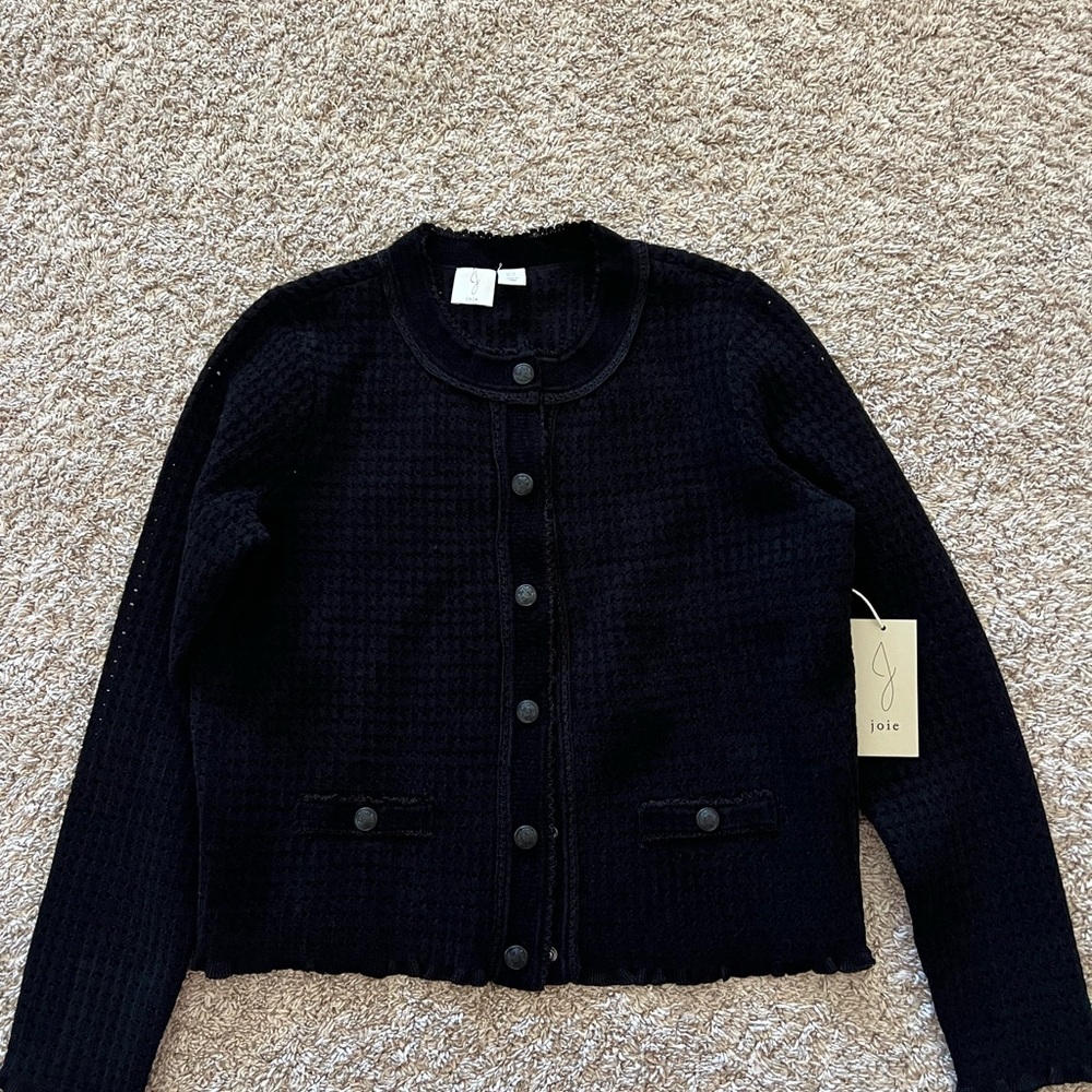 Joie structured black button front cardigan NWT